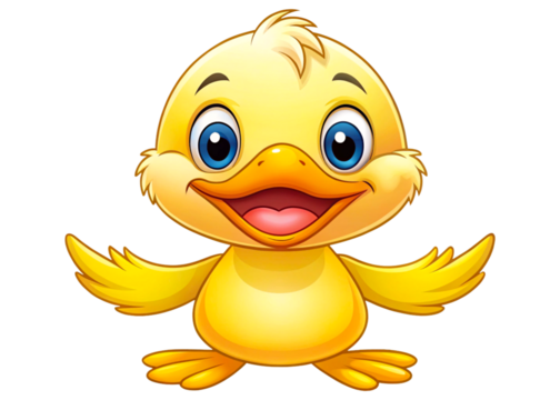 Cute little duck cartoon character isolated white background. Flat Cartoon Style Vector art illustration - Powered by Adobe