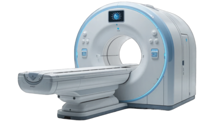 Advanced MRI or CT Scan Machine on PNG Transparent Background.