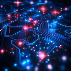 Fototapeta premium Colorful circuit board design displaying vibrant electronic components and connections