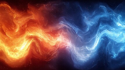 Fototapeta premium Abstract fiery and icy swirls, contrasting colors.
