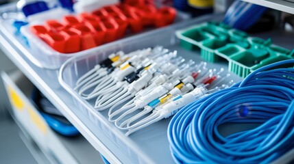 Collection of Medical Cables and Connectors in Clinical Setting