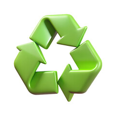 Fototapeta premium Green recycling symbol. Zero waste lifestyle. 3d rendering. Plastic style icon
