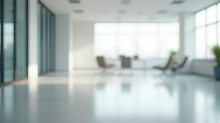 empty white business office with blurred background
