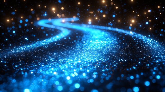 In this 3D illustration, bundles of abstract optical fibers leverage bright light signals for fast data transmission, representing a high-speed internet connection technology