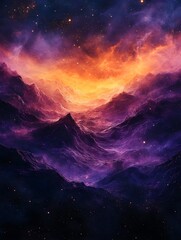 Naklejka premium A background of a cosmic-inspired gradient merging galaxy purple with vibrant gold.