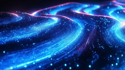 Obraz premium animated blue lines sprawling over a black background