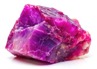 Fototapeta premium Cobalt calcite's vibrant hues shine, isolated on white, showcasing its mineralogical beauty in candid detail.