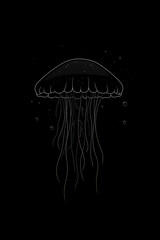 Naklejka premium A minimalist illustration of a jellyfish against a black background.