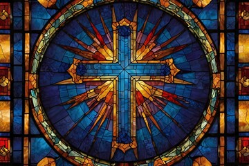 Fototapeta premium Stained Glass Window - Cross