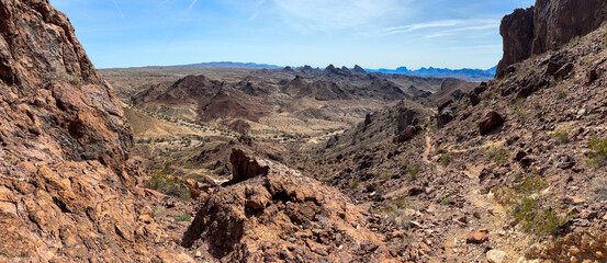 Desert landscape on lizard peak of sara park trail close to lake havasu arizona