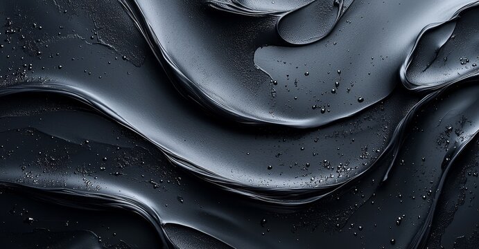 An abstract oil painting featuring a black whirlpool resembling used engine oil on a plain background