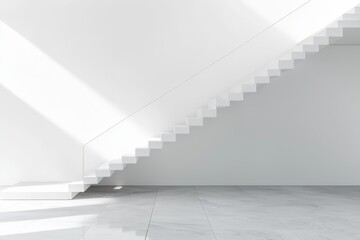 Obraz premium Sunlit art hall with a modern design, showcasing light grey concrete construction