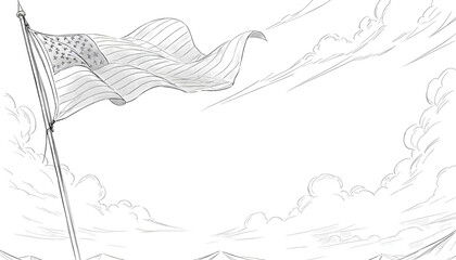 Obraz premium USA waving flag sketch isolated on white background.