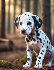 dalmatian puppy in the forest