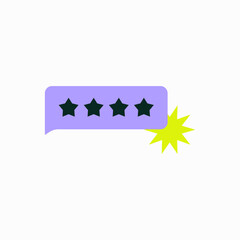 Four Star Rating Button in Flat Vector Illustration Symbolizing Customer Feedback, Reviews, and Satisfaction, Isolated on White Background