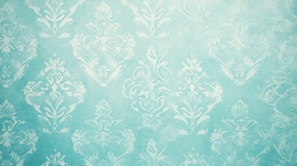 Teal damask pattern background texture.