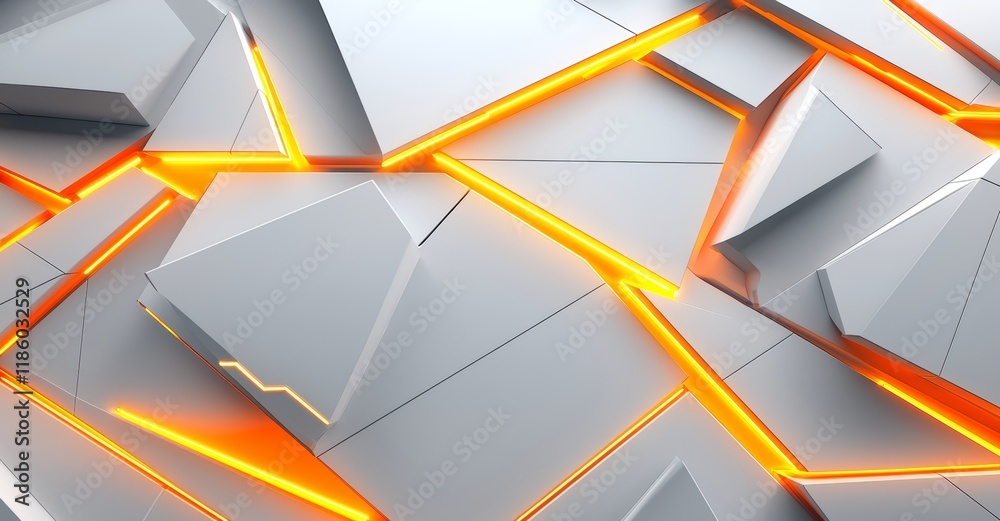 Poster rendering of an abstract architectural space with geometric arched elements