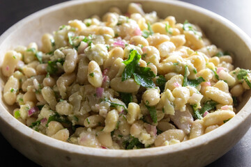 White Bean Salad with Feta Cheese in a Bowl Close-Up