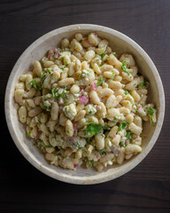 White Bean Salad with Feta Cheese in a Bowl Close-Up
