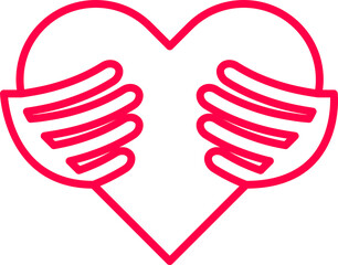Heart and Hands Line Icon
