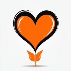 Heart-shaped balloon with a vibrant orange color and a leaf stem, symbolizing love and celebration.