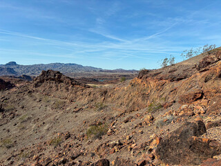 Desert landscape of Sara Park Trail - Hiking close to Lake Havasu, Arizona