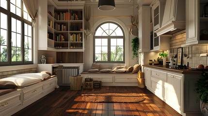 Beautiful bright kitchen interior design 