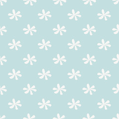 Fototapeta premium Seamless Minimalist White Floral Pattern on Light Blue Background