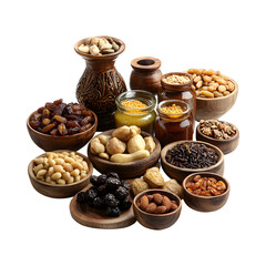 Assorted Nuts for Iftar Isolated on Transparent Background