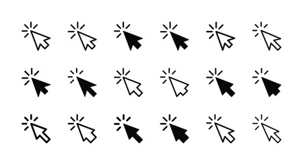 Set of cursor icons vector. Click symbol illustration on white background
