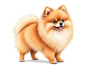 cute pomeranian dog isolated on white, side view full body