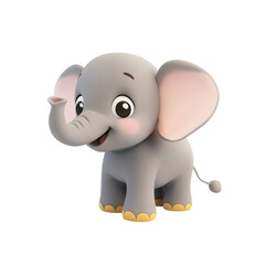 Fototapeta premium Cute cartoon elephant with big ears and cheerful expression