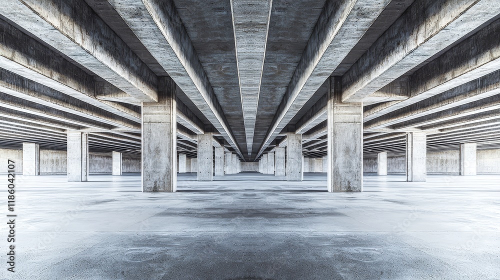 Poster an empty rough concrete space within an abstract design, adorned with diagonal columns