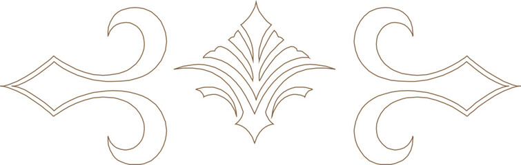 vector sketch, silhouette illustration, traditional ethnic vintage floral ornament design drawing.eps