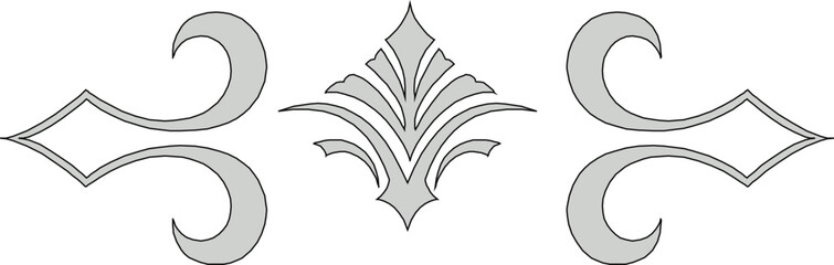 vector sketch, silhouette illustration, traditional ethnic vintage floral ornament design drawing.eps