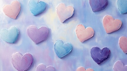Obraz premium Pastel Hearts Canvas: A Serene Valentine's Day Art