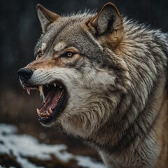 Obraz premium A wolf is a large, carnivorous mammal belonging to the family Canidae and scientifically known as Canis lupus. Wolves are apex predators and are known for their strength, intelligence, and social beh