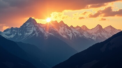 Fototapeta premium sunset in the mountains