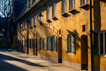 Fuggerei, social housing complex in Augsburg, Bavaria, Germany