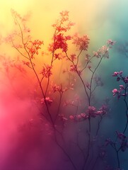 A background of a pastel gradient shifting from pale pink to mint green