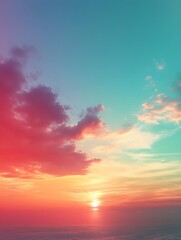 Obraz premium A background of a pastel gradient shifting from pale pink to mint green