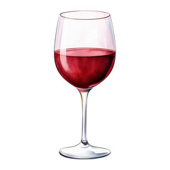 Elegant Red Wine Glass with Deep Burgundy Wine and Clear Stem