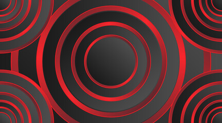 3d circle vector background design for banner, flyer, futuristic, poster etc. | Modern geometric shape red-black gradientcolor 3d background with circular pattern of all four corner of vector design 
