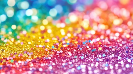 Colorful glitter shines brightly on a vibrant background during a festive celebration
