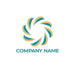 Fototapeta premium Abstract colorful flame logo with teal and orange shapes, suitable for business or company branding