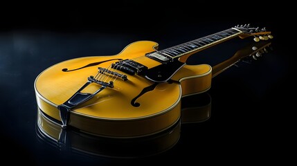 Golden Archtop Guitar Reflecting Elegance