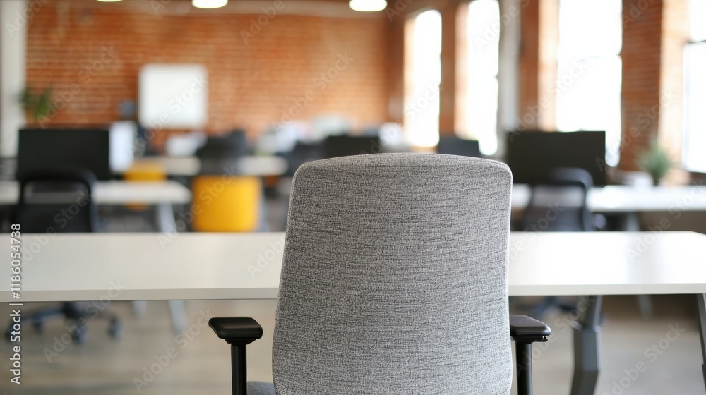 Aufkleber empty desk and chair in open plan office showing spatial organization