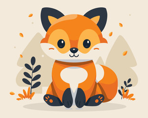 Obraz premium cute fox animal cartoon icon vector illustration graphic design.