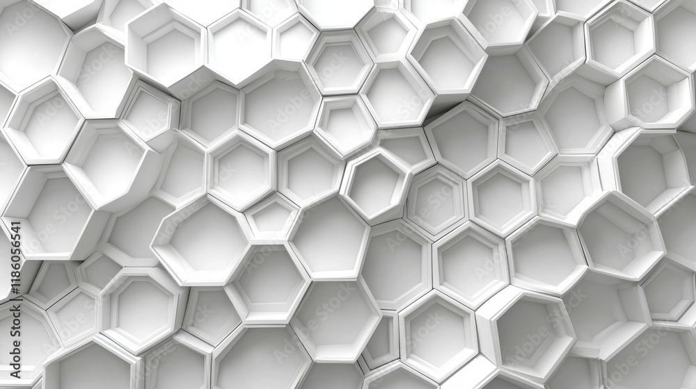 Poster abstract background featuring a random waving motion on a hexagonal geometric surface in a loop; lig