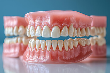 Obraz premium Dental models showcasing full set of upper and lower teeth.